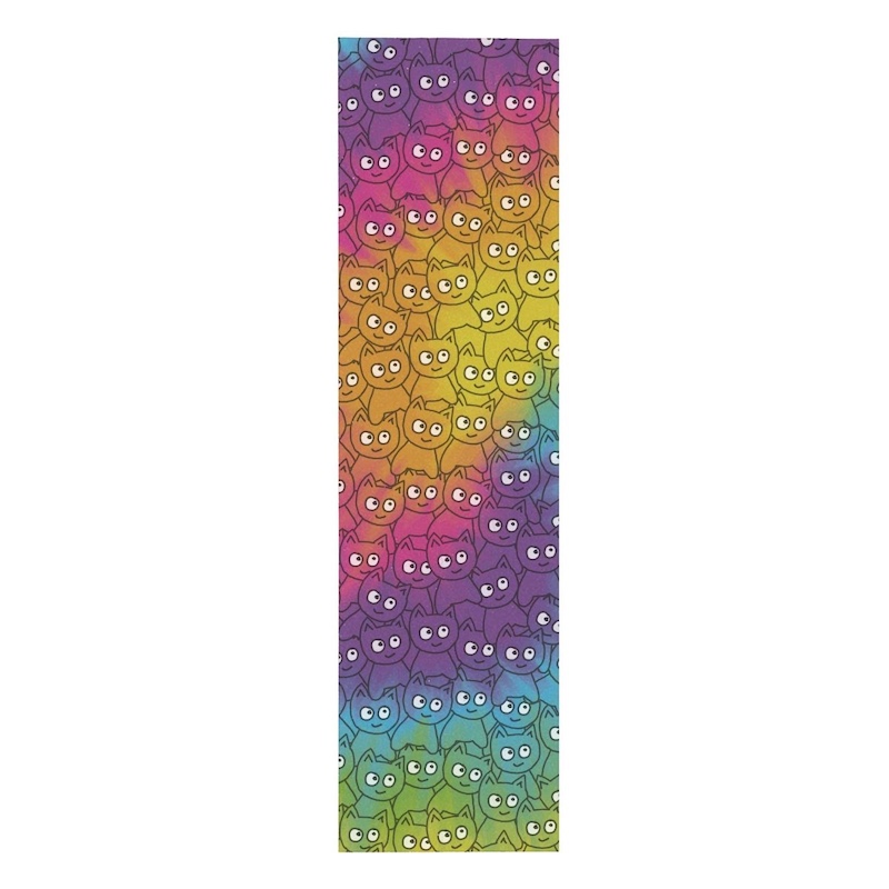meow sticker pile tie dye griptape